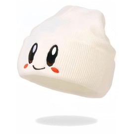 Cute Cartoon Embroidery Beanie Hat, Casual Soft Comfortable Knit Hat for Fall & Winter, Warm and Stylish Beanies for Men & Women - Color: White, Size: one-size