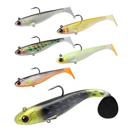 Rubber Fish with Hooks Set of 6 for Pike, Zander & Perch, Artificial Bait with Jig Head, Fishing Lure for Freshwater Predatory Fish, Trolling Bait for Pike & Zander, Spin Fish Bait Trout, Chub & Perch