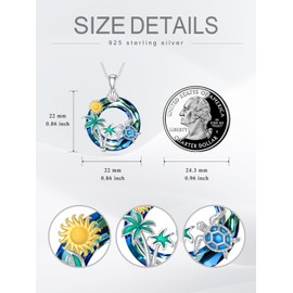 Midari Animal Necklace 925 Sterling Silver Tropical Palm Tree Ocean Pendant Crystal Christmas Summer Birthday Beach Jewelry Gifts for Women Animal Lover Wife Friend, Sterling Silver, artificial