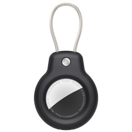 AirTag Case, GLILAVOX AirTag Case Airtag Keychain Wire Ring Strap Airtag Protective Case Lock Shockproof Luggage Key Backpack Hanging for Airtag Black