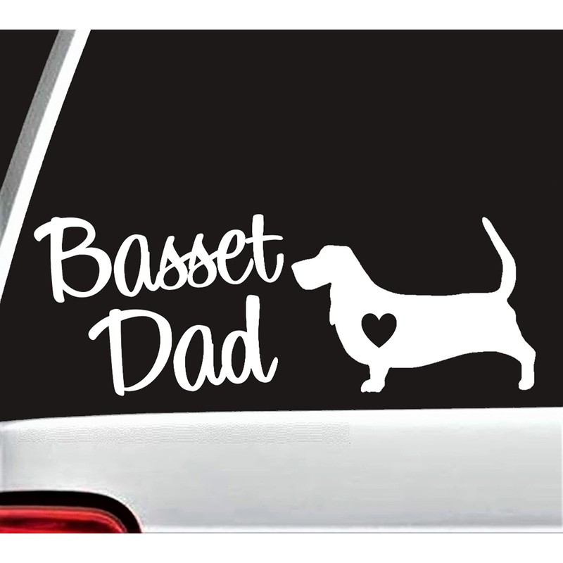 Basset Hound Dad Decal Sticker for Car Window BG 673A
