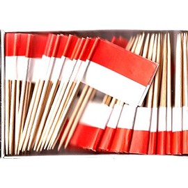 One Box of 100 Country Toothpick Flags, 100 Small Mini International Flag Cupcake Toothpicks or Cocktail Picks (Indonesia)