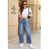 Ladyful Barrel Jeans for Women Wide Leg Elastic Mid Rise