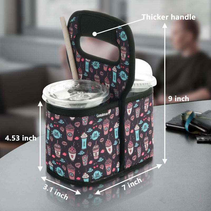 Cup Drink Carrier with Handle, Reusable Coffee Cup Holder for
