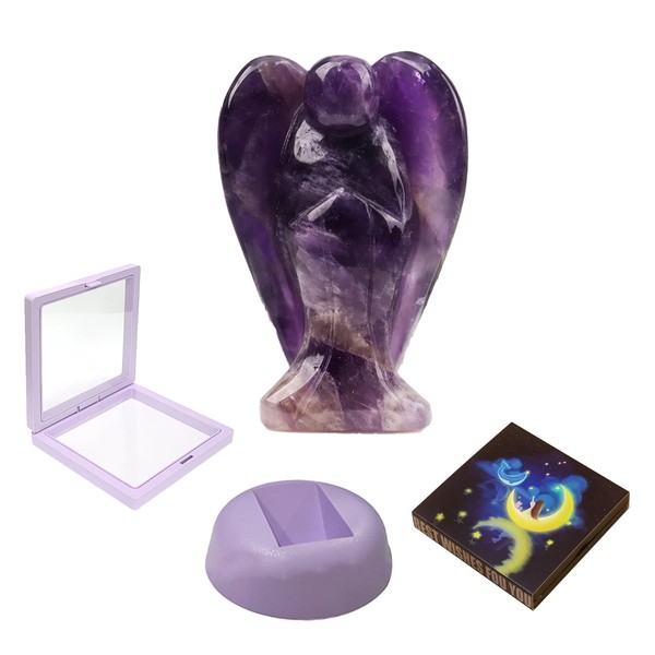 Yueser Guardian Angel, Amethyst Guardian Angel Figurine, Crystal Gemstones, Healing