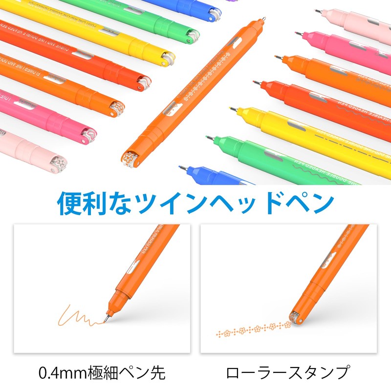 Aechy Curve Pen, Water-Based Pen, Highlighter, Fine Point, Flower Pattern,