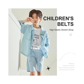 AWAYTR Kids Elastic Leather Belt - Stretch Belt for 3-16 Girls and Boys 16"-31.5"(White Circle Belt)