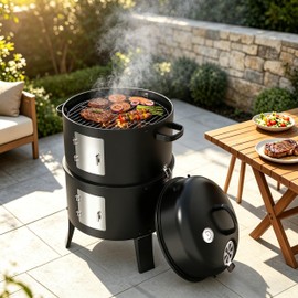 18 Inch Vertical Charcoal Smoker, 3-in-1 Heavy Duty