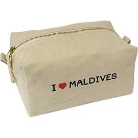 'I Love Maldives' Canvas Wash Bag/Makeup Case (CS00025042)