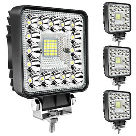 LED Tractor Work Lights MUVKQC 4 Inch 123W 12000lm Square Light Bar 12V 24V Cube LED Pod Lights Waterproof Off-Road Driving Fog Light for Car Boat ATV UTV RV Golf Cart Lawn Mower (4pc)