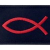 Jesus Fish Ixis Embroidered Velcro Patch, Red and Black