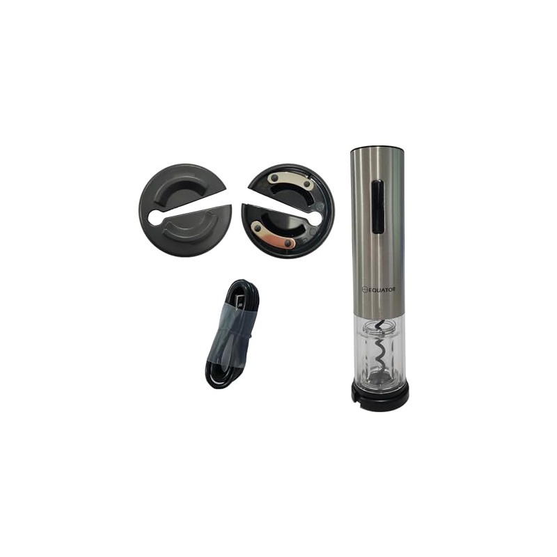 Equator Wine Bottle Opener Cordless RECHARGEABLE with DC Adapter Stainless