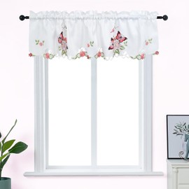Molaxhome Beautiful Dazzling Embroidered Window Valance,Rod Pocket Valance and Tiers for Home Decor (Red, 146 x 35 cm)
