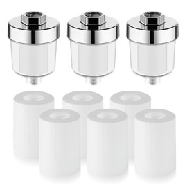 Pack of 3 Water Filter Shower Filter Universal Shower Filter Shower Head with 6 Interchangeable Filter Elements Effective in Filtering Water Contamination for Bathroom