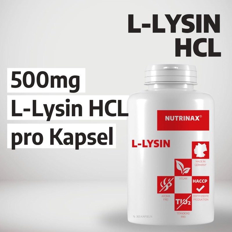 NUTRINAX L-Lysine 365 Vegan Lysine Capsules High Dose with 1000