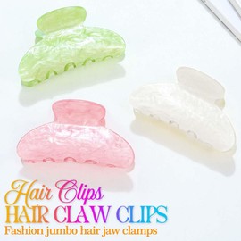 Reaky Acrylic Claw Clip Pink Hair Clips Cute Medium Hair Claws Hair Accessories for Women (light green+pink+beige)