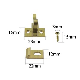 Elbow Latch RLECS 2PCS Heavy Duty Brass Cabinet Door/Window Catch with Screws, 28mm Length