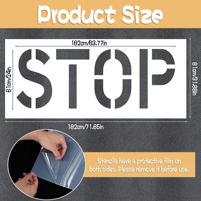 24" Stop Pavement Stencil – Heavy-Duty Silicone Road Marking Template
