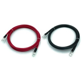 4 Gauge Marine Grade Battery Cables, USCG and ABYC Approved, 1-15ft Lengths, Heavy Duty Tinned Lugs, Fully Assembled and Made in the USA (1ft,Red/Black Set, 3/8â Lugs)