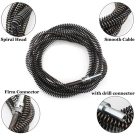 YankMooM Drill Snake for Plumbing 6.5Ft Drain Snake Cable with Drill Connector Flexible A
