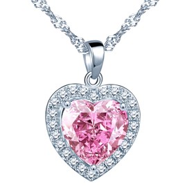 Yumilok Women's Necklace with Synthetic Emerald Heart Pendant Chain 925 Sterling Silver Cubic Zirconia Gift for Women Christmas, Sterling Silver Cubic Zirconia, Cubic Zirconia