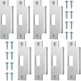 Tandefio 8 Pcs 4 7/8 x 3 3/8 x 1 1/4 Inch Deadbolt Strike Plate Stainless Iron Door Extended Strike Plate Door Reinforcement Backplate with Screws for Heavy Duty Residential Use (Silver)