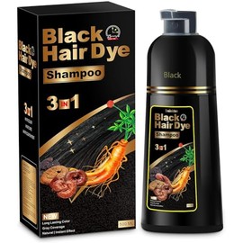 Champú para teñir el cabello 3 en 1 para cabello gris, champú natural con ingredientes herbales para teñir el cabello para mujeres y hombres (negro)