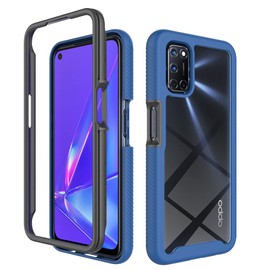 Oppo A52 Case, EabHulie Dual Layer Transparent Back Rugged Bumper No Slip Shockproof Full Body Protective Case Cover for Oppo A52 / A72 / A92 4G Navy
