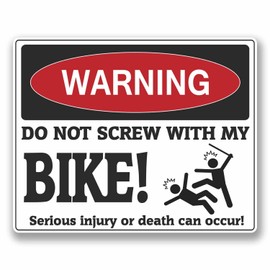 2 x 10cm Funny Warning Vinyl Sticker Decal Bike Motorcycle Motorbike #9756 (10cm Wide x 8cm High)