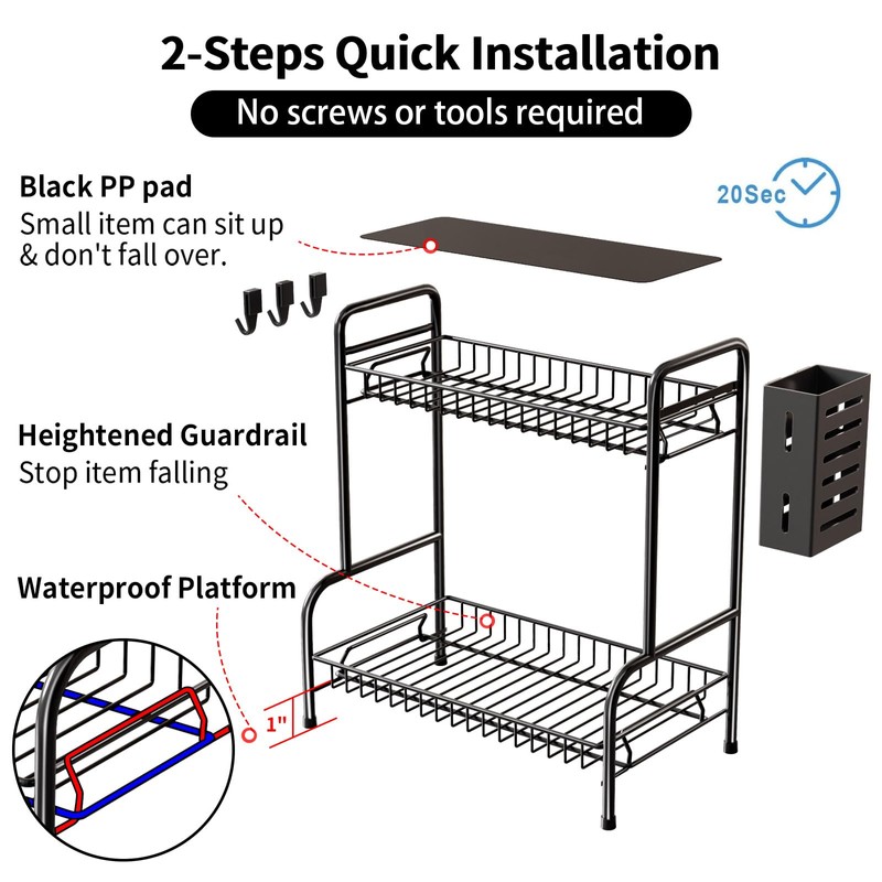 Bathroom Countertop Organizer With Toiletries Basket, 2 Tier Bathroom Counter