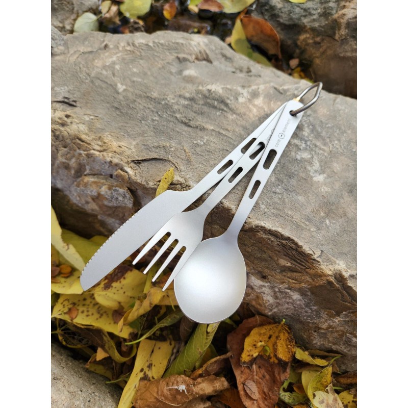 Core Element 100% Titanium Three-piece Utensil Set Fork Knife Spoon