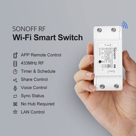 Sonoff RFR2 2PCS Wi-Fi Kabelloser Intelligenter Schalter mit 433-MHz Funkempfängermodul, Wi-Fi & Funk Fernbedienter Schalter mit Timer