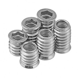 Wadayu Threaded Inserts for Wood, Screw in Nut Fastener Connector, Steel Hex Drive Nut Inserts for Home Office Furniture (Silver, 1/4"-20 x25mm-50pcs)