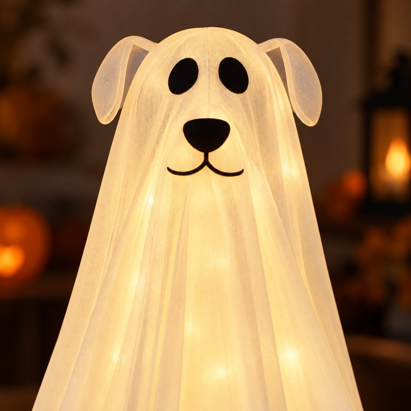 LED Ghost Dog Halloween Decoration with Remote Control – Lightweight