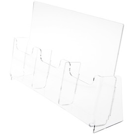 Plymor Clear Acrylic 3-Pocket Tri-Fold Brochure Literature Holder (Countertop), Fits Documents Up to 4" Wide (3 Pack)
