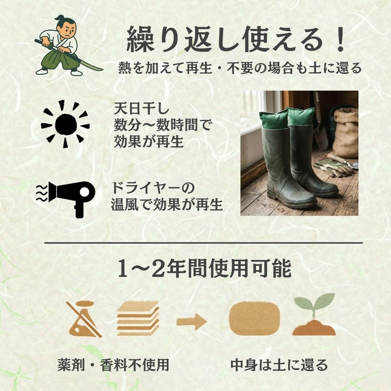 Smell Samurai Shoe Deodorizer, Just Put In, [98% Odor Reduction]