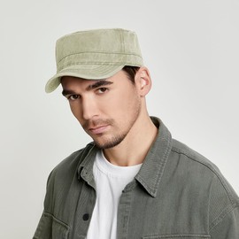 YAMEE Military Cap Unisex Denim, Army Cap Men's Classic Vintage Baseball Cap Women's Cotton, Military Cap Men's Sun Protection, Baseball Cap Adjustable for Men Women, 1/Khaki