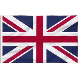 FLAGBURG United Kingdom Flag 5 ftx3 ft UK Flags Nylon Union Jack Flag with Sewn Stripes and Brass Grommets Vivid Color Triple Stitching High Grade Outdoor Nylon UK Flag with Eyelets for All Weather