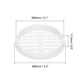 sourcing map 10Pcs 80mm/3.1in Air Vents Circular Soffit Vents, White Plastic Soffit Vent Cover for Bathroom Home, Office, Kitchen, Cabinet, Wardrobe
