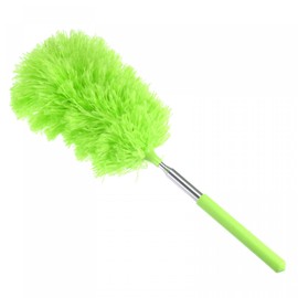 sourcing map Microfiber Cleaning Duster, 12 to 31.5 Inch Washable Extendable Brush Flexible Feather Duster for Window Furniture, Green