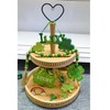 3 Tiered Tray Wooden Serving Stand Small Beaded Tray for