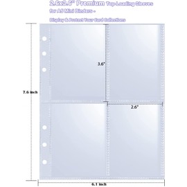 40 Pack - 320 Pockets A5 Binder Sleeves (2.5"x3.5") - Double-Sided 4 Pocket Kpop Photocard Protector Pages - Ultra-Clear Trading Card Sleeves for Game Cards, Collectibles, & Trading Cards