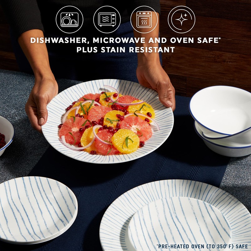 Corelle 18-Piece Dinnerware Set Service for 6, Lightweight Round Plates