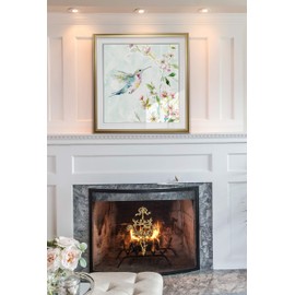 Hummingbird III Bird Framed Wall Art Colorful Animal Pictures Giclee Prints with Gold Frame Spring Wall Decor Minimalist Botanical Painting for Living Room, Bedroom, Bathroom