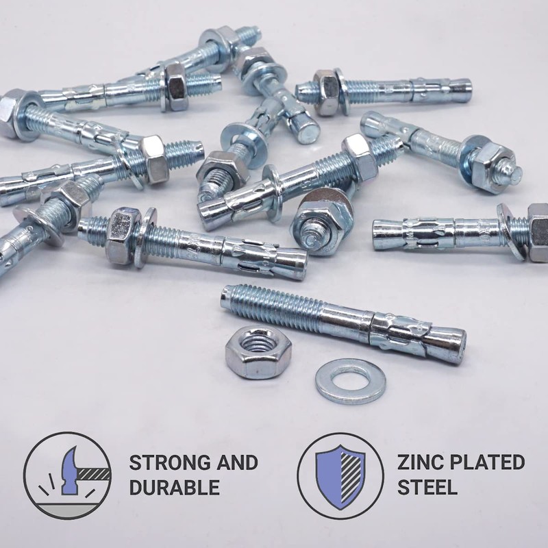 SKIR'CO (8 pcs) Wedge Anchors M10 x 75 mm, Metal