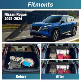 Nilight Trunk Cargo Cover for Nissan Rogue 2021 2022 2023 2024 2025, Retractable Security Shade Rear Cargo Cover, with Trunk Storage Net