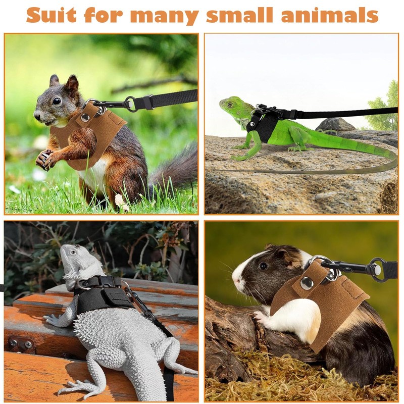 KABASI Bearded Dragon Harness Leash Set, 3 Size Adjustable Lizards