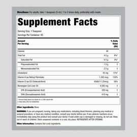 Piping Rock Cod Liver Oil Liquid | 16 fl oz | with EPA DHA | Engelvaer Norwegian | Non-GMO, Gluten Free Supplement