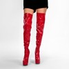 blingqueen Women's Stretch Boots Overknee Boots Platform Stiletto, Lacquer red