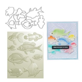 BAOFALI 3D Embossing Folder and Matching Dies for Card Making Fish Texture Pattern Clear Plastic Texture Fades Embossing Folder Template for Scrapbooking andCraft Album Stamps DIY Decoration